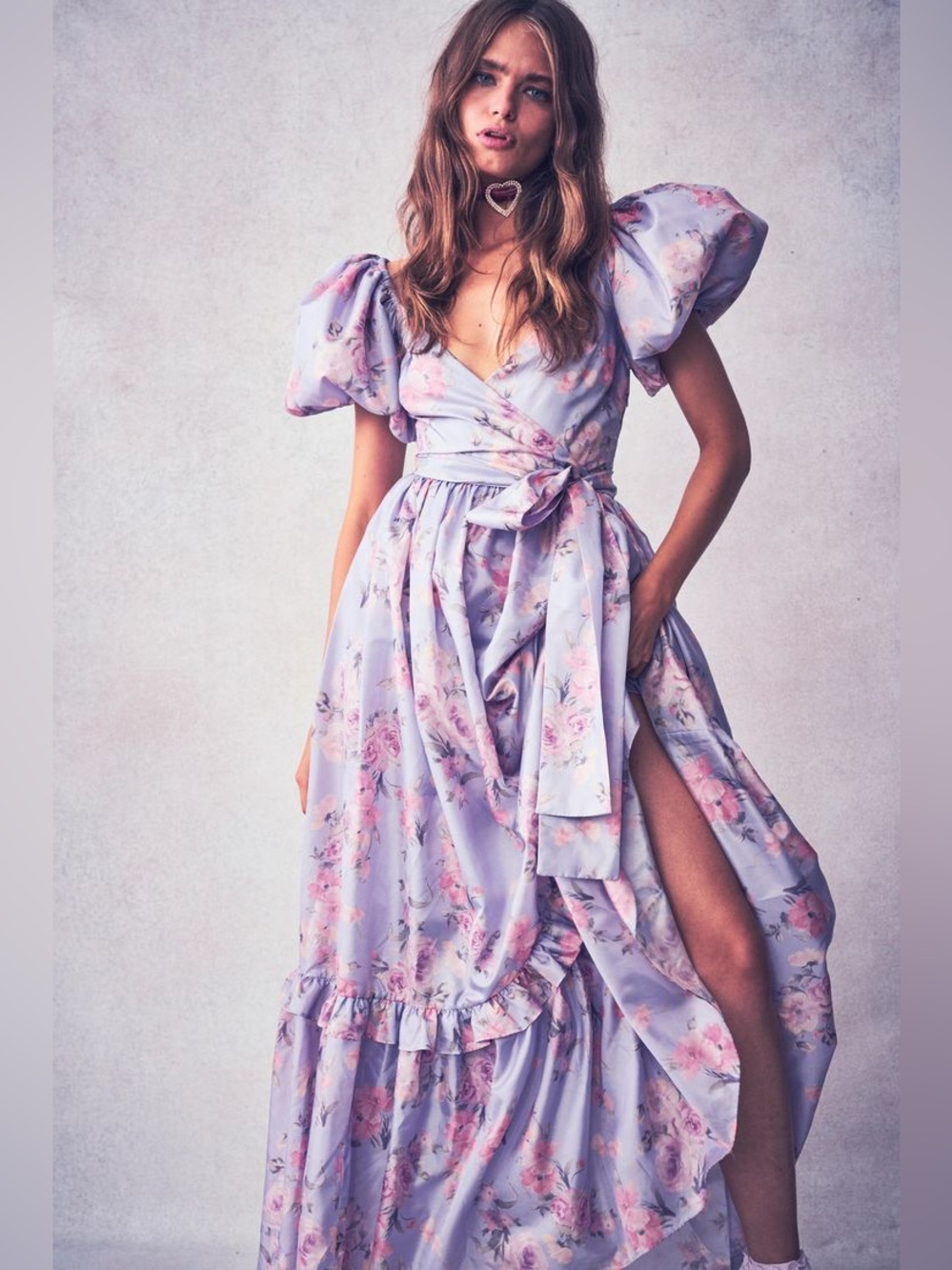 NWT LoveShackFancy Ida Hibiscus Lavender Purple Floral Taffeta Maxi Dress Gown 8 - Picture 4 of 15